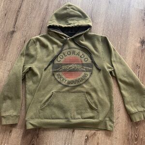 Olive Green Colorado Rocky Mountains Graphic Hoodie